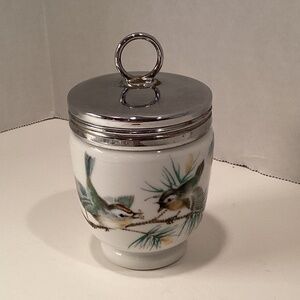 Beautiful Royal Worcester Egg Coddler Birds Pattern